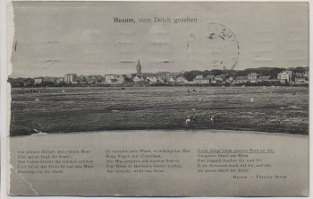 AK Husum vom Deich gesehen Gedicht Theodor Storm 1912
