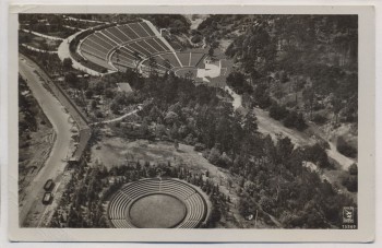 AK Foto Berlin Reichssportfeld Dietrich-Eckardt-Bühne Luftbild Olympia Sonderstempel 1936