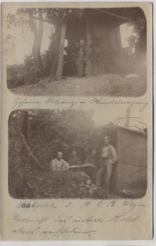 VERKAUFT !!!   AK Foto Soldaten auf Latrine Toilette 1.WK Feldpost 1916