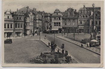 AK Deutsch-Brod Markt mit Brunnen Havlíčkův Brod Tschechien 1944