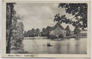 AK Auma Thüringen Sophienbad Kinder im Boot 1940