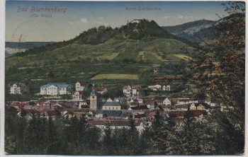 AK Bad Blankenburg Ortsansicht mit Ruine Greifenstein 1919