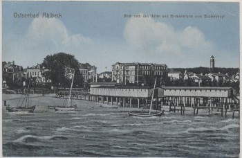 AK Ostseebad Ahlbeck Blick nach den Villen und Bismarckturm vom Brückenkopf Heringsdorf 1913