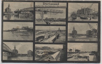 VERKAUFT !!! AK Mehrbild Dortmund Hafen des Dortmunder-Emskanals Bootshaus Lagerhaus ... 1920 VERKAUFT !!! AK Mehrbild Dortmund Hafen des Dortmunder-Emskanals Bootshaus Lagerhaus ... 1920