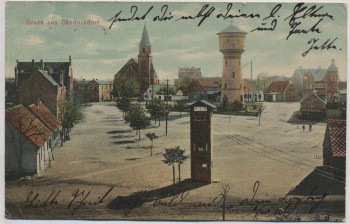 AK Gruss aus Sandersdorf Kirche Turm Ortsansicht b. Brehna Kr. Bitterfeld 1910