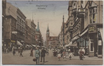 AK Magdeburg Breiteweg viele Menschen Hirte Kaffee 1926