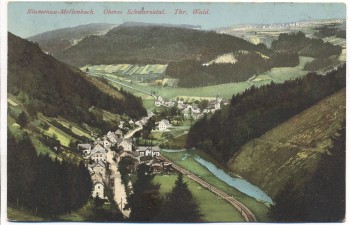 VERKAUFT !!!   AK Blumenau-Mellenbach Oberes Schwarzatal b. Mellenbach-Glasbach Bahnpost 1925