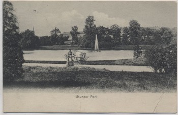 VERKAUFT !!!     AK Leipzig Stünz Sellerhausen Stünzer Park Frau mit Kinderwagen 1907 RAR