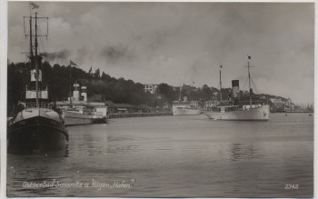 VERKAUFT !!!   AK Foto Ostseebad Sassnitz auf Rügen Hafen viele Schiffe 1930 RAR
