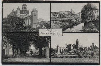 VERKAUFT !!!   AK Gruß aus Marienwerder Westpreußen Schloß Gesamtansicht Kurzebrack Kwidzyn Polen 1936