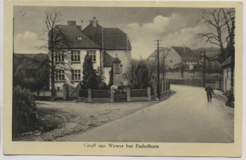 VERKAUFT !!!   AK Gruß aus Wewer bei Paderborn Straßenansicht mit Denkmal 1939 RAR
