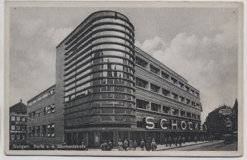 VERKAUFT !!!   AK Foto Stuttgart Partie an der Eberhardstraße Kaufhaus Schocken 1930 RAR