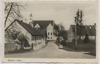 VERKAUFT !!!   AK Foto Grafrath an der Amper Straßenansicht mit Kirche Auto 1955