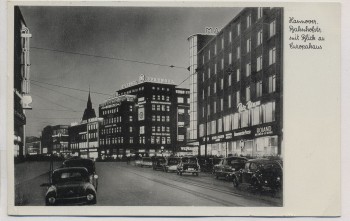 VERKAUFT !!!   AK Foto Hannover Bahnhofstraße mit Blick auf Europahaus bei Nacht mit Autos 1955