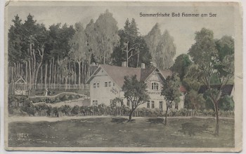 Künstler-AK Sommerfrische Bad Hammer am See Villa Waldfrieden Hagler Hamr na Jezeře b. Stráž pod Ralskem Böhmen Mähren Tschechien 1930