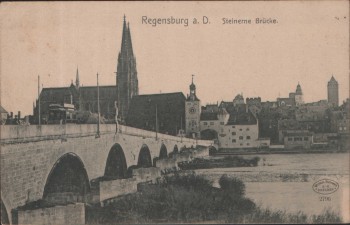 AK Regensburg a. D. Steinerne Brücke 1910