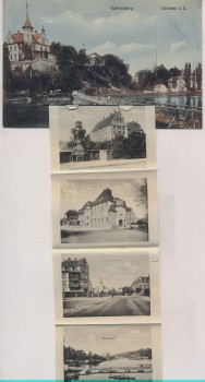 VERKAUFT !!!   AK Leporello Grimma in Sachsen Gattersburg 8 Bilder Leipzigerstrasse Fürstenschule ... 1915 RAR
