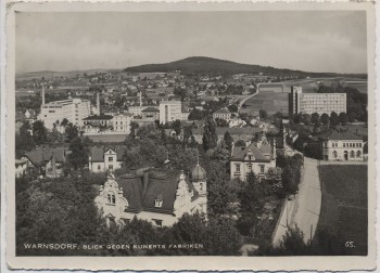 AK Foto Warnsdorf Varnsdorf Blick gegen Kunerts Fabriken Böhmen Tschechien 1936