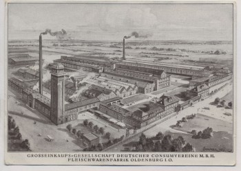 VERKAUFT !!!   AK Oldenburg Fleischwarenfabrik Industriestraße 1930