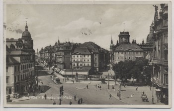 AK Foto Dresden Pirnaische Vorstadt Pirnaischer Platz Straßenbahn Menschen 1926