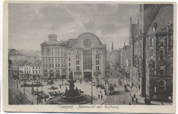 AK Elberfeld Wuppertal Neumarkt mit Rathaus Straßenbahn 1915