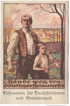 AK Patriotika Propaganda Hilfsverein für Deutschböhmen und Sudetenland Hände weg von deutscher Heimaterde Gedicht 1940 RAR
