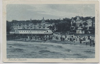 AK Ostseebad Zinnowitz Strand mit Herrenbad Häuser 1925