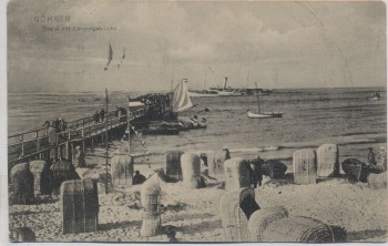 AK Ostseebad Göhren Strand mit Landungsbrücke 1905