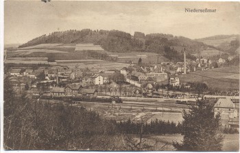 VERKAUFT !!!    AK Niederseßmar Ortsansicht mit Bahnhof und Zügen Gummersbach 1927