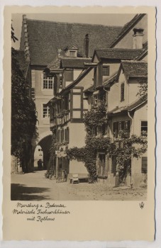 AK Foto Meersburg am Bodensee Malerische Fachwerkhäuser mit Rathaus 1940