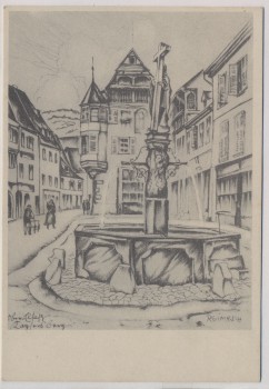 Künstler-AK Reimesch Kaysersberg Brunnen Elsaß Haut-Rhin Frankreich Das größere Reich VDA Nr. 12 1935