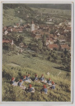 VERKAUFT !!!   Künstler-AK Hans Retzlaff Mädchen auf Wiese über Stadt Reichsarbeitsdienst für die weibliche Jugend Serie III Nr. 6 1935