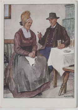 Künstler-AK M. E. Fossel Niederdonau Wachau Mann und Frau in Tracht Österreich Ostmärkische Volkstrachten VDA Nr. 7 1935