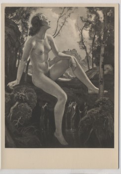 VERKAUFT !!!   Künstler-AK Ernst Liebermann Najade an der Quelle Akt München Haus der Deutschen Kunst HDK 408 2 1935