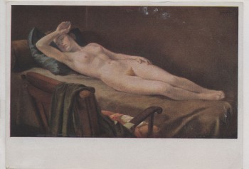 Künstler-AK Ernst Zoberbier Träumende Akt Frau München Haus der Deutschen Kunst HDK 18 1935