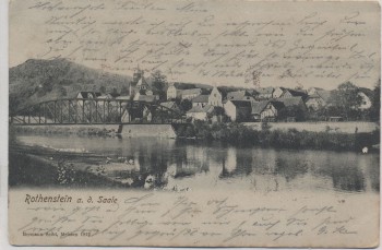 VERKAUFT !!!   AK Rothenstein an der Saale Ortsansicht mit Brücke bei Jena 1904