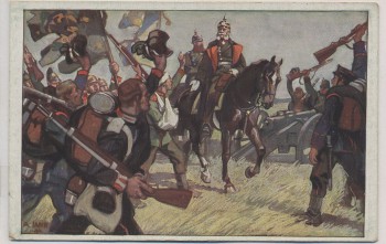 Wohlfahrts-Künstler-AK König Wilhelm Ritt um Sedan 1870 1915