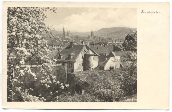 AK Saarbrücken Gesamtansicht mit Baumblüte 1930