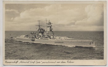 VERKAUFT !!!   AK Foto Panzerschiff Admiral Graf Spee paradierend vor dem Führer Nr. R 37 1940