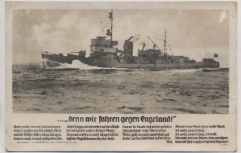 VERKAUFT !!!   Liedkarte Foto denn wir fahren gegen Engeland H. Löns Minensuchboot Verlag Horn 1940