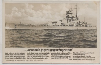 Liedkarte Foto denn wir fahren gegen Engeland H. Löns Schlachtschiff Scharnhorst Verlag Horn 1940