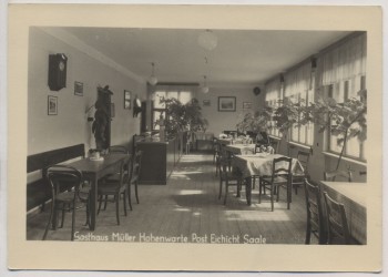 AK Foto Eichicht Saale Hohenwarte Gasthaus Müller Innenansicht b. Kaulsdorf 1954
