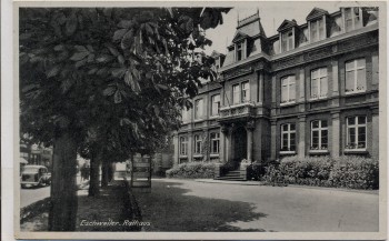 AK Eschweiler Rathaus mit Auto 1950