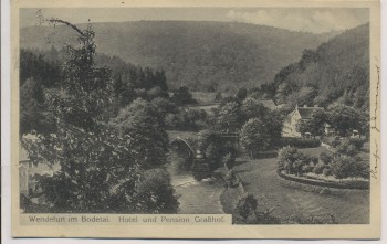 AK Wendefurth im Bodetal Hotel und Pension Grasshoff b. Thale 1912