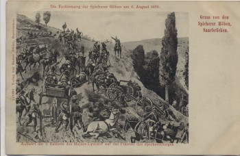 Künstler-AK Saarbrücken Gruss von den Spicherer Höhen 1870 1911