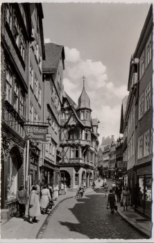 AK Foto Marburg an der Lahn Wettergasse mit Passanten 1960