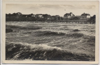 AK Foto Ostseebad Scharbeutz Brandung mit Strand Häuser 1930