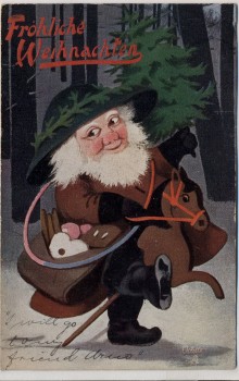 VERKAUFT !!!   Künstler-AK Fröhliche Weihnachten Weihnachtsmann im Wald No. 330 Oilette 1911
