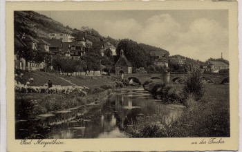 VERKAUFT !!!   AK Foto Bad Mergentheim Partie an der Tauber mit Schafherde 1940