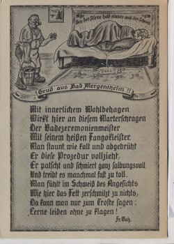 Künstler-AK Gruß aus Bad Mergentheim Karikatur Gedicht Fr. Walz 1940